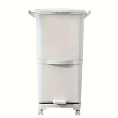 38L Dual-Tier Trash Bin on Wheels – 2 Compartments for Kitchen Waste