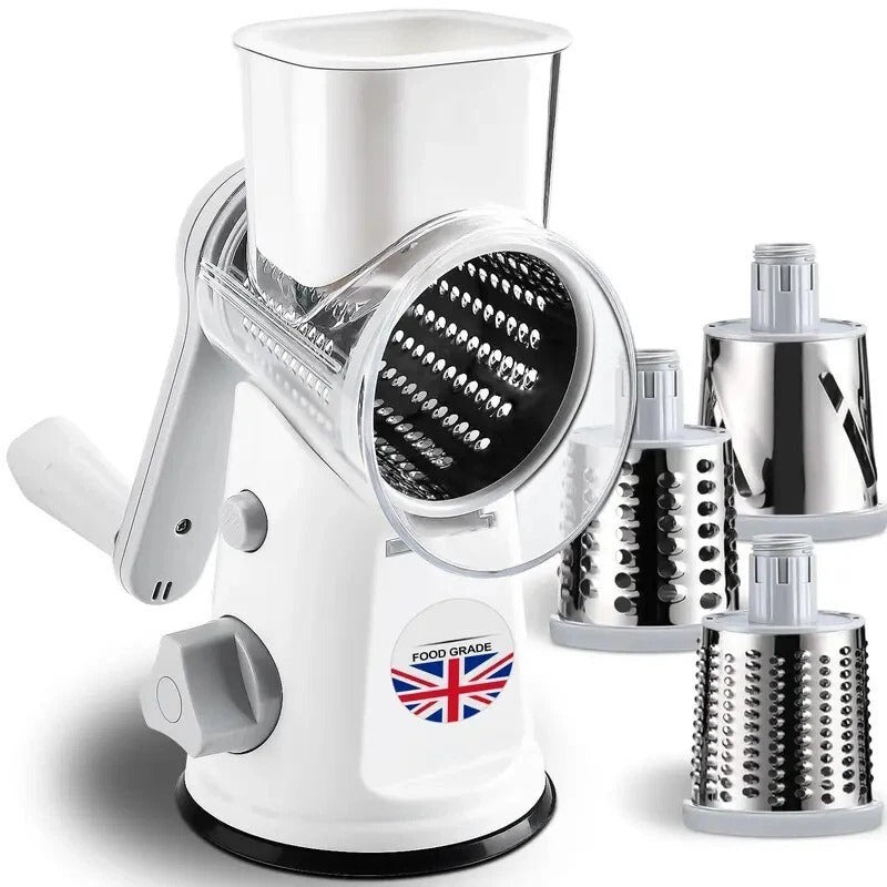 5-in-1 Rotary Cheese Grater & Veg Slicer – Mandoline Cutter with Blades