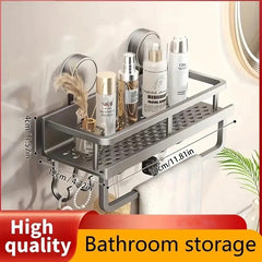 1pc Rustproof Wall Mount Shower Caddy with Suction Cups - Heavy-Duty Polished Finish