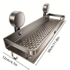 1pc Rustproof Wall Mount Shower Caddy with Suction Cups - Heavy-Duty Polished Finish
