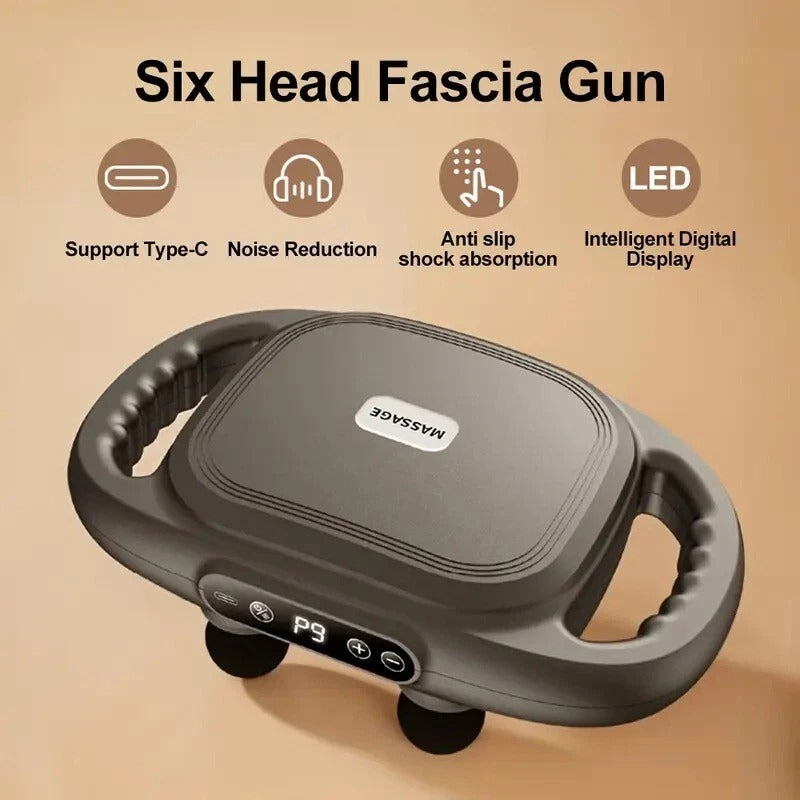 6-Head Handheld Deep Tissue Massage Gun – Electric Muscle Massager for Body
