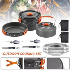 Camping Cookware Set 2-3 Person – Kettle Pot Pan Outdoor Cooking Gear Portable