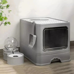 Large Cat Litter Box with Drawer – Anti-Splashing Tray Easy Clean Hooded Toilet M mykingbiz (3)