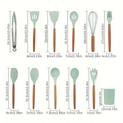 12pcs Silicone Kitchen Utensils Cookware Set Nonstick Baking Cooking Spoon Tools