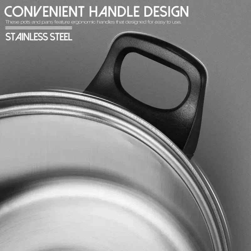 12 Piece Stainless Steel Cookware Saucepan Set Pan Pot Kitchen Cooking Glass Lid