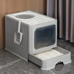 Large Cat Litter Box with Drawer – Anti-Splashing Tray Easy Clean Hooded Toilet M mykingbiz (3)