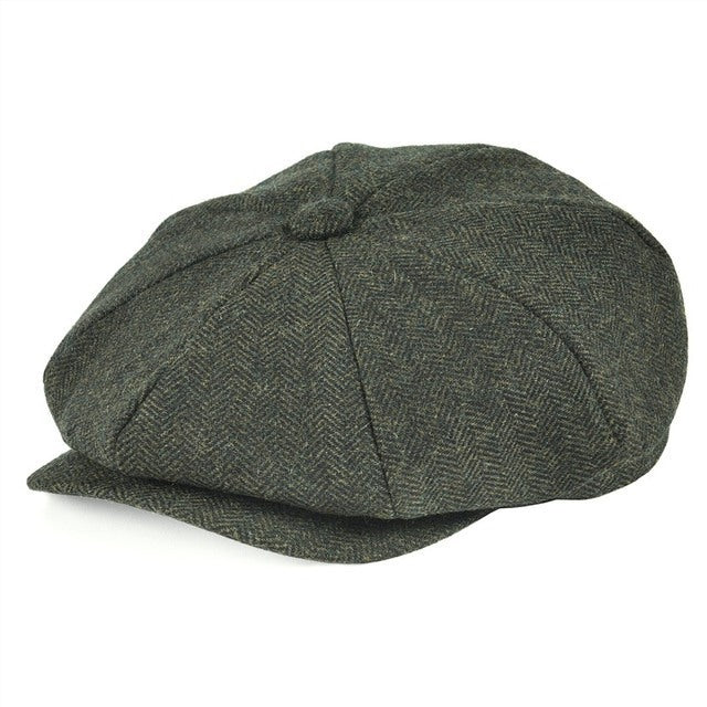 British Retro Peaky Blinder Octagonal Cap - Army Green - Hat