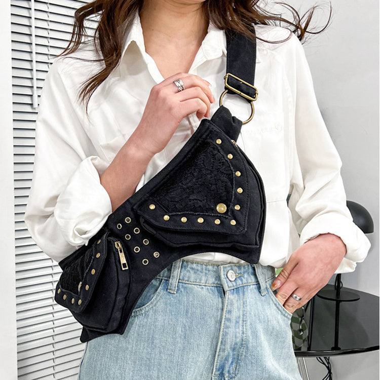 Vintage Waist Chest Bags Women Crossbody Bag Waistpack Outdoor Mobile Storage - Clothing