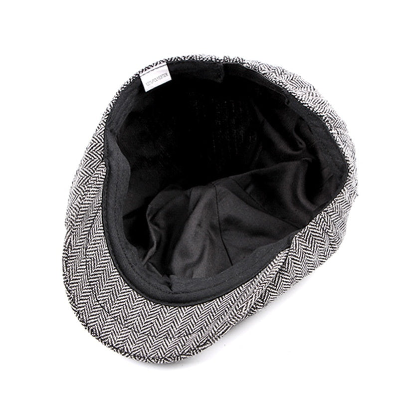 Fashion Retro Octagonal Hat Male Fashion Plaid Beret - Hat