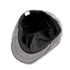 Fashion Retro Octagonal Hat Male Fashion Plaid Beret - Hat