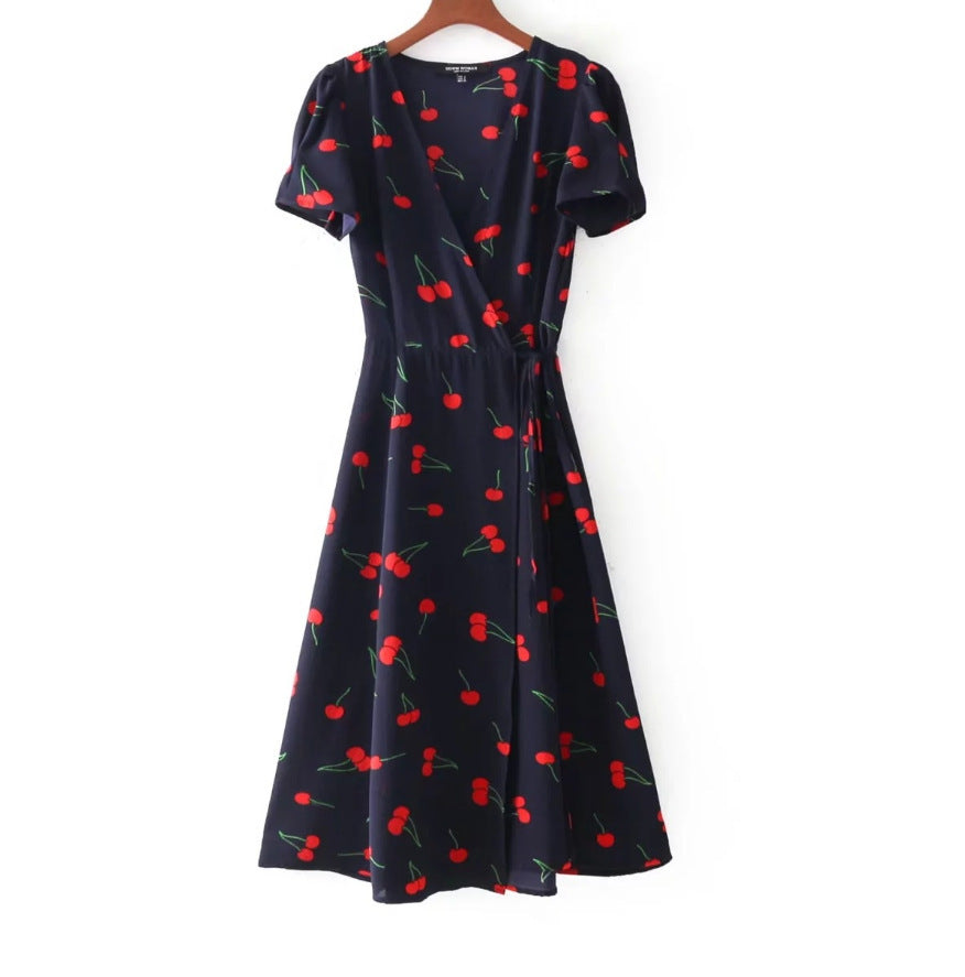Summer New Women's Cherry Print Dress