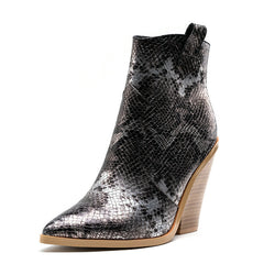 Ladies Fashion Catwalk Snake-print Stone-print Boots Cotton Shoes