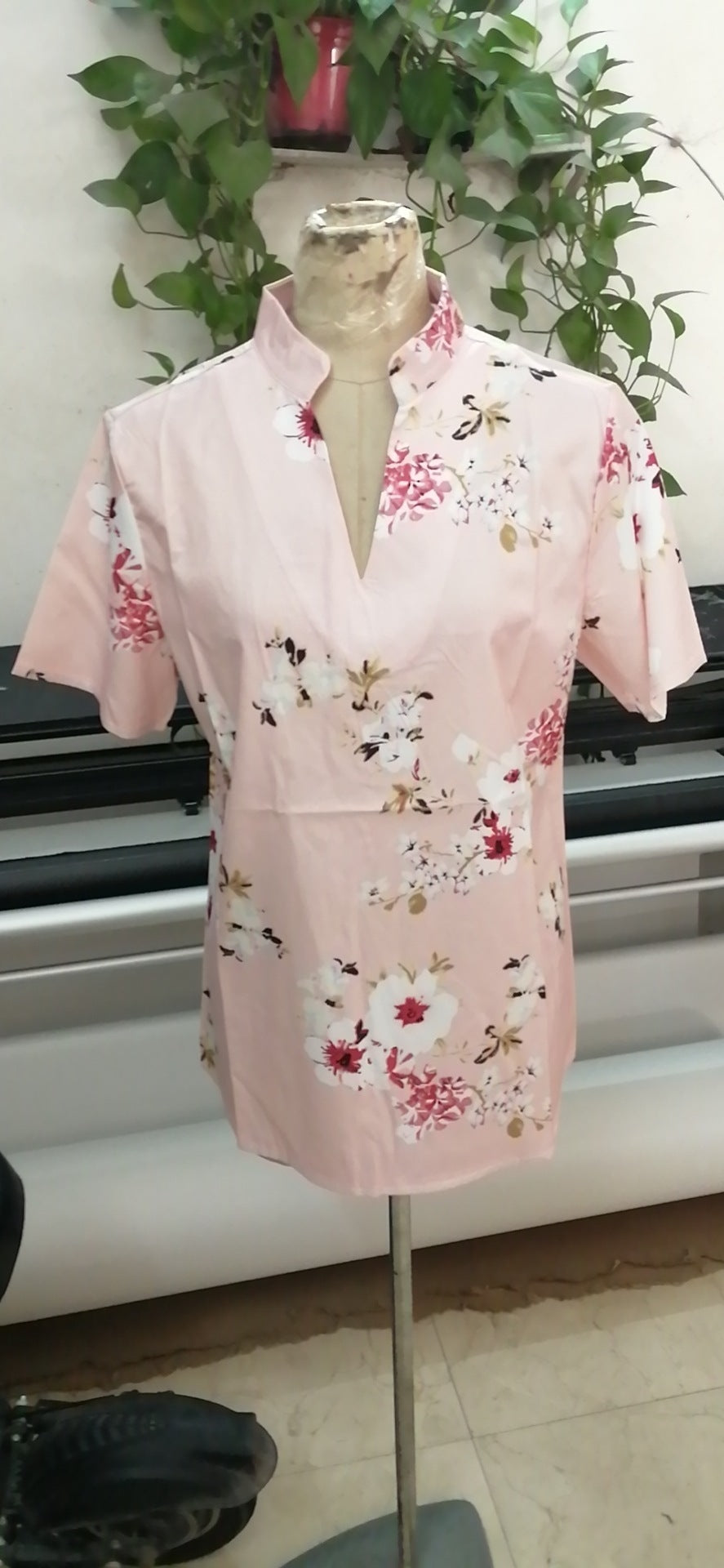 Ladies Plus Size Printed Short Sleeve Shirt Tops