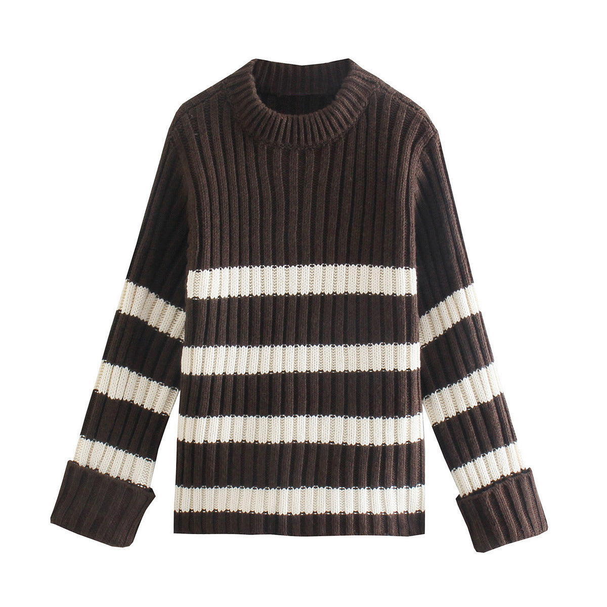 Women's Striped Crewneck Loose Sweater Bottoming Shirt