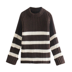 Women's Striped Crewneck Loose Sweater Bottoming Shirt