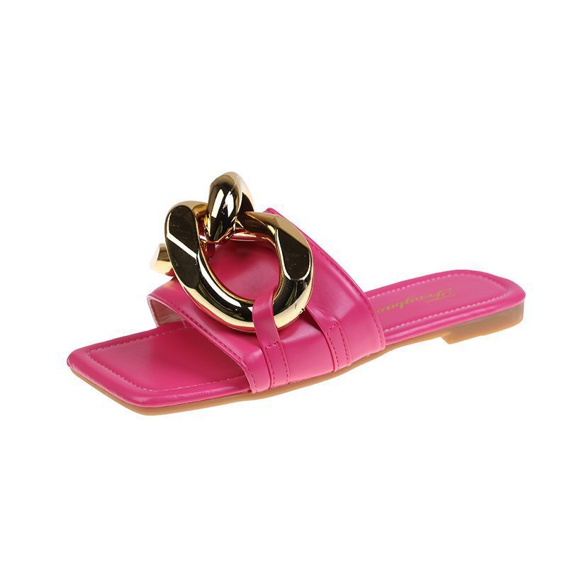 Net Red Metal Chain Sandals For Women's Outer Wear
