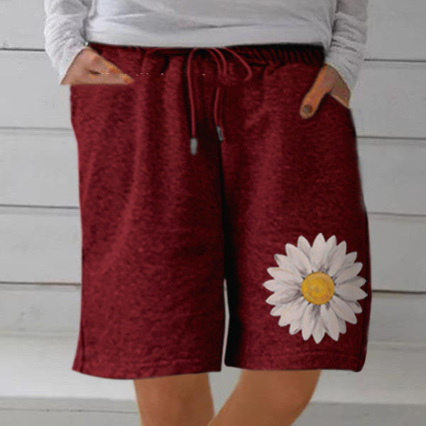 Women's Cotton And Linen Plus Size Elastic Casual Printed Shorts