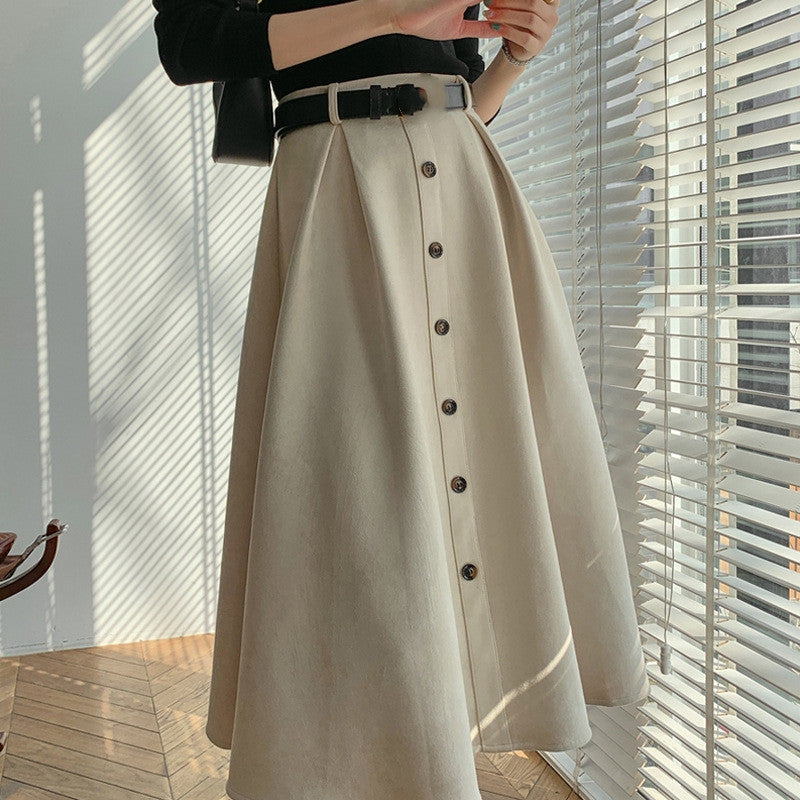 Women's Versatile High-waisted Crotch-covering Thin A-line Umbrella Skirt