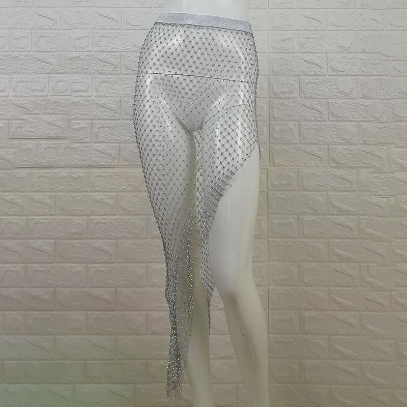 Nightclub Prom Fishing Mesh Water Diamond Skirt