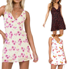 V-neck Floral Print Elegance Sleeveless Tank Dress