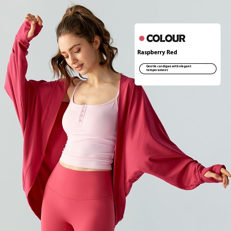 Casual Laid-back Style New Shawl Cardigan Long Sleeve Coat - Raspberry Red / Free Size - Hat