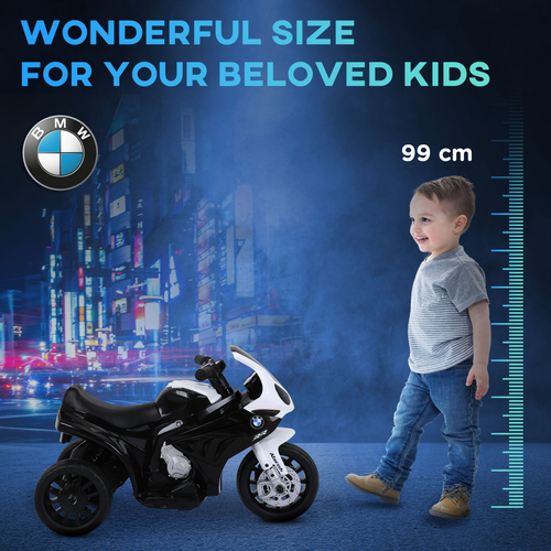 Electric Kids Ride on Motorcycle BMW Liscensed Headlights Music Black