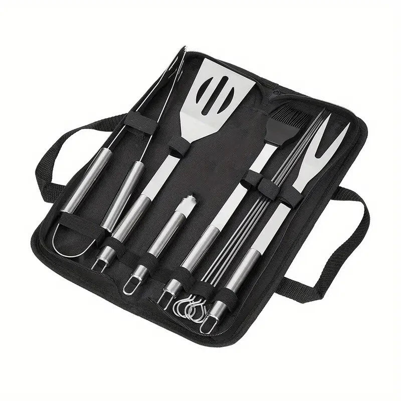 9pcs BBQ Tool Set – Stainless Steel Grill Utensils with Storage Bag Gift