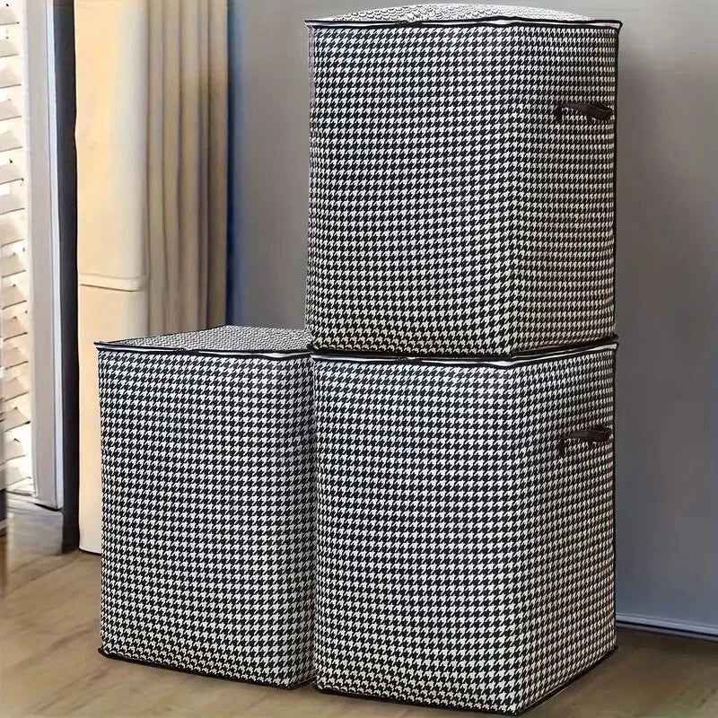 3pcs 180L Large Foldable Storage Bags with Zipper & Handles for Home Use