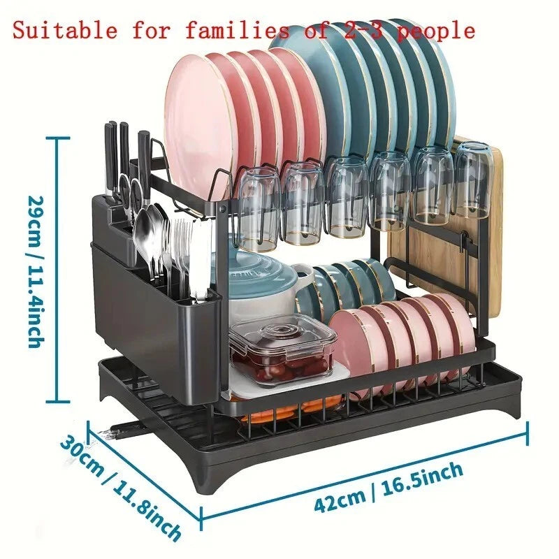 2-Tier Over Sink Dish Drying Rack – Large Stainless Steel Kitchen Organizer