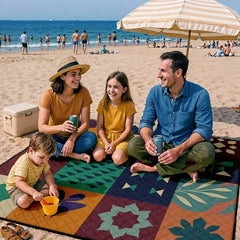 XL Foldable Picnic Blanket 198x198cm – Padded Outdoor Mat with Strap