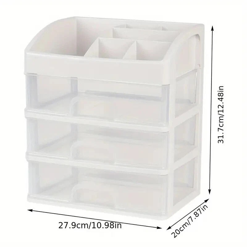 Large Makeup Storage Box with Drawers – Cosmetic Organizer Grid Holder