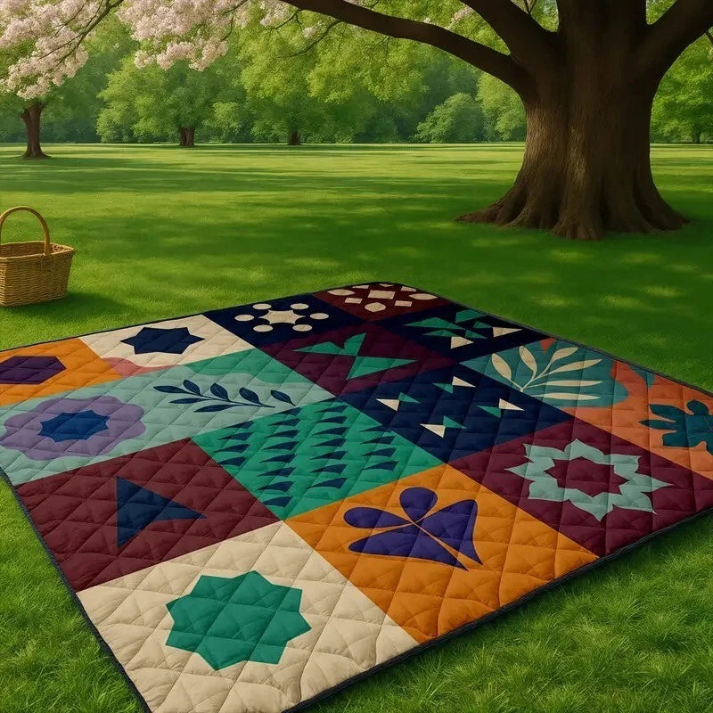 XL Foldable Picnic Blanket 198x198cm – Padded Outdoor Mat with Strap