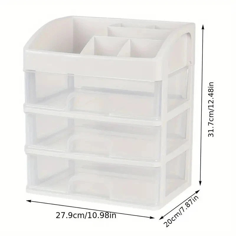 Large Makeup Storage Box with Drawers – Cosmetic Organizer Grid Holder