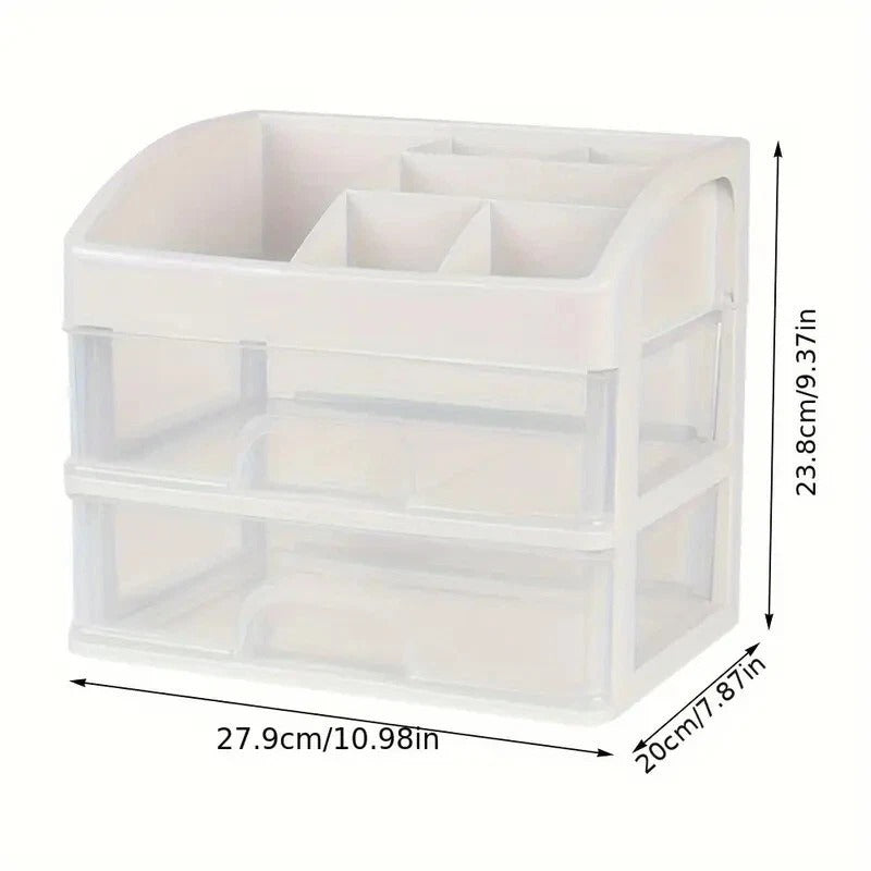 Large Makeup Storage Box with Drawers – Cosmetic Organizer Grid Holder