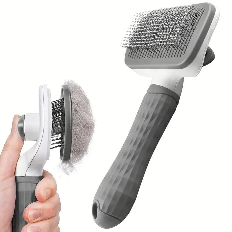 Pet Grooming Brush for Dogs Cats - Deshedding Comb with One-Click Hair Removal