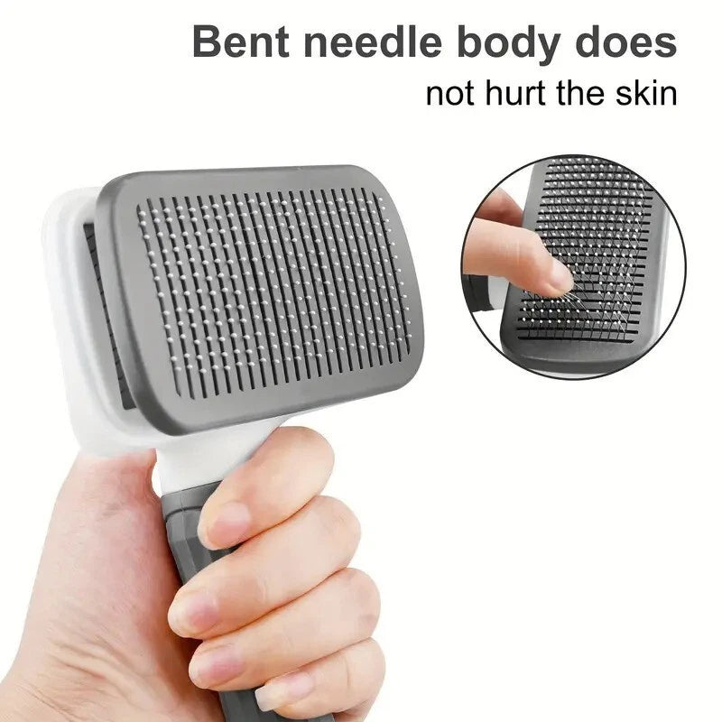 Pet Grooming Brush for Dogs Cats - Deshedding Comb with One-Click Hair Removal