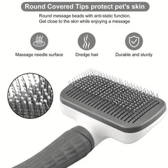 Pet Grooming Brush for Dogs Cats - Deshedding Comb with One-Click Hair Removal