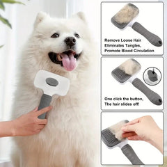 Pet Grooming Brush for Dogs Cats - Deshedding Comb with One-Click Hair Removal