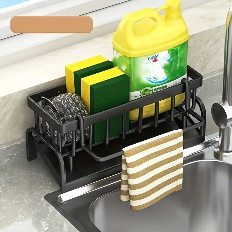 1pc Modern Multifunctional Kitchen Sink Caddy Organizer - Plastic Sink Storage rack