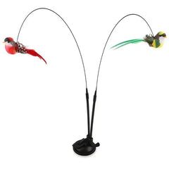 Cat Feather Wand Stick Cat Teaser Kitten Toy Dangle Bell Interactive in Black