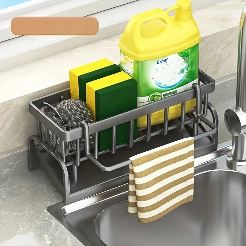 1pc Modern Multifunctional Kitchen Sink Caddy Organizer - Plastic Sink Storage rack