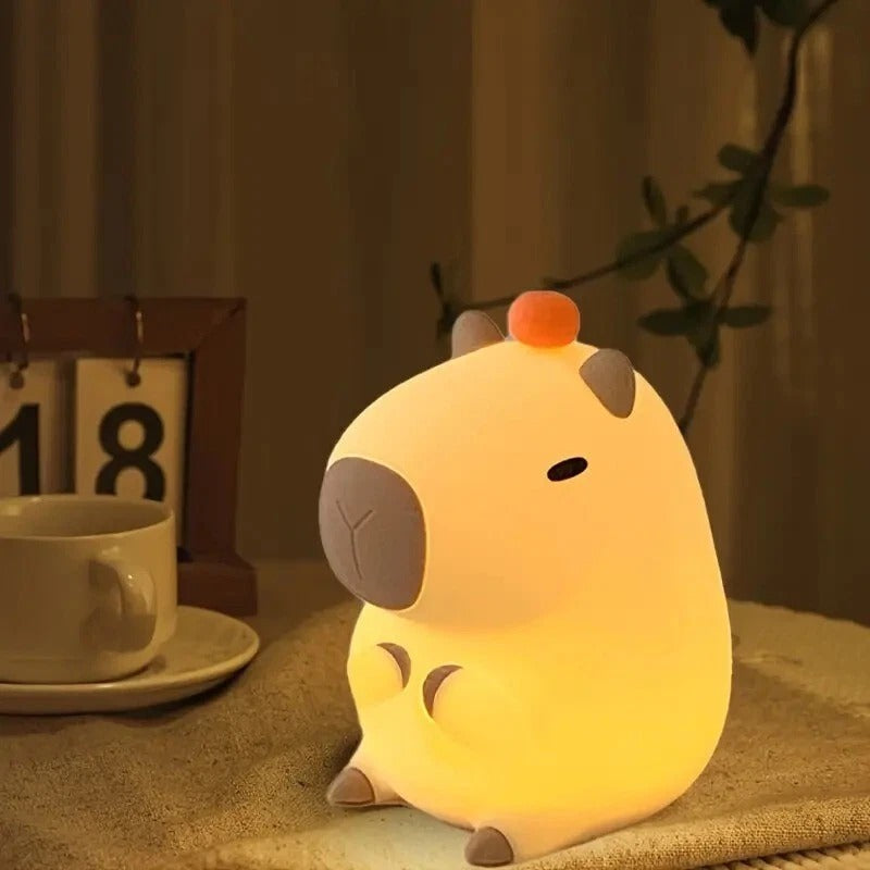 Cute Capybara Night Light with 30-Min Timer, USB, Touch Control – Bedroom Decor