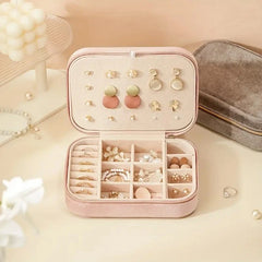 c3-Layer Velvet Jewelry Box Organizer with Zipper Travel Case for Rings & Earring