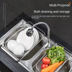 1pc, Sink Colander, Vegetable Sink Washing Basket, Fruit Drain Basket Rack, Stainless steel