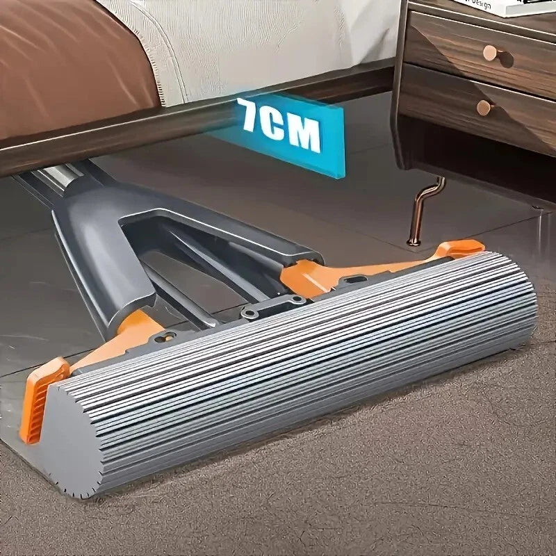 Multifunctional double-fold foam mop with 2 replacement heads, sponge mop folded
