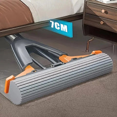 Multifunctional double-fold foam mop with 2 replacement heads, sponge mop folded