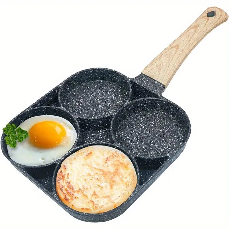 4-Hole Non-Stick Frying Pan Maifan Stone Coating, Induction Compatible Cookware