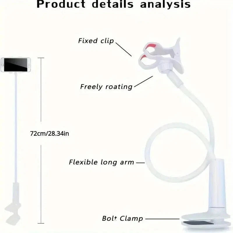 Adjustable Gooseneck Phone Holder Stand for Desk and Bedroom. 360 Degree Rotate.