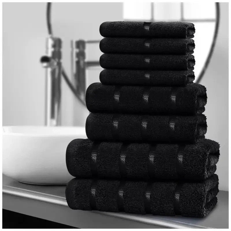 8pcs Egyptian Cotton Towel Set Quick Dry & Absorbent – Face, Hand & Bath Towels