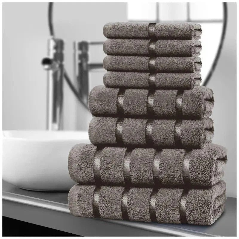 8pcs Egyptian Cotton Towel Set Quick Dry & Absorbent – Face, Hand & Bath Towels